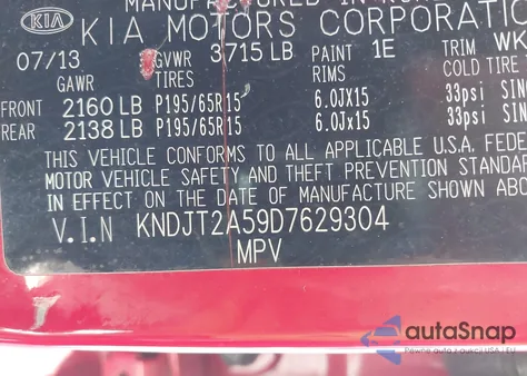 2013 Kia Soul from USA, damaged, VIN KNDJT2A59D7629304